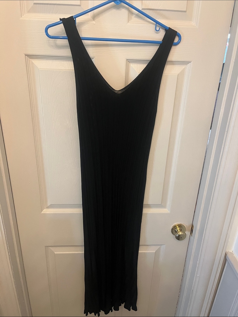 All in Favor Black Ribbed V-Neck Maxi Dress
